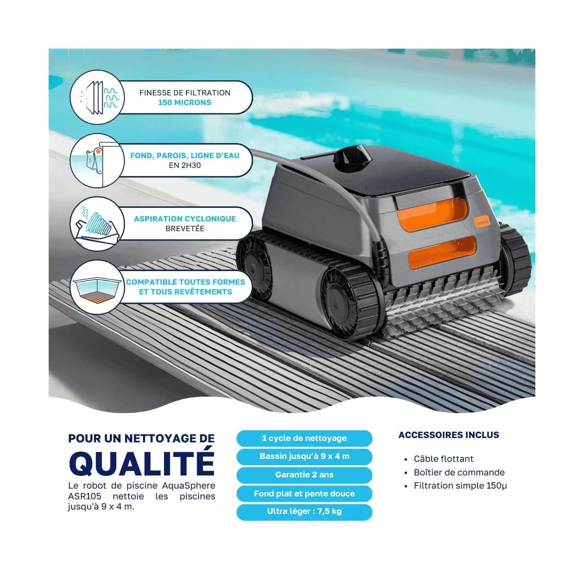 Zodiac Robot piscine AquaSphere ASR 105 – Prix Destockage - illustration 2